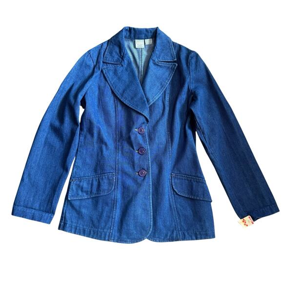 Vintage Denim Blazer Jacket Size 10 Button Down Jacket NOS - Picture 11 of 11
